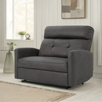 Fauteuil inclinable électrique, assise large surdimensionnée, microfibre gris ardoise capitonnée