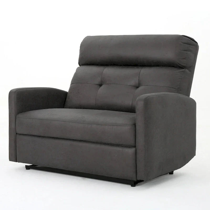 Fauteuil inclinable électrique, assise large surdimensionnée, microfibre gris ardoise capitonnée