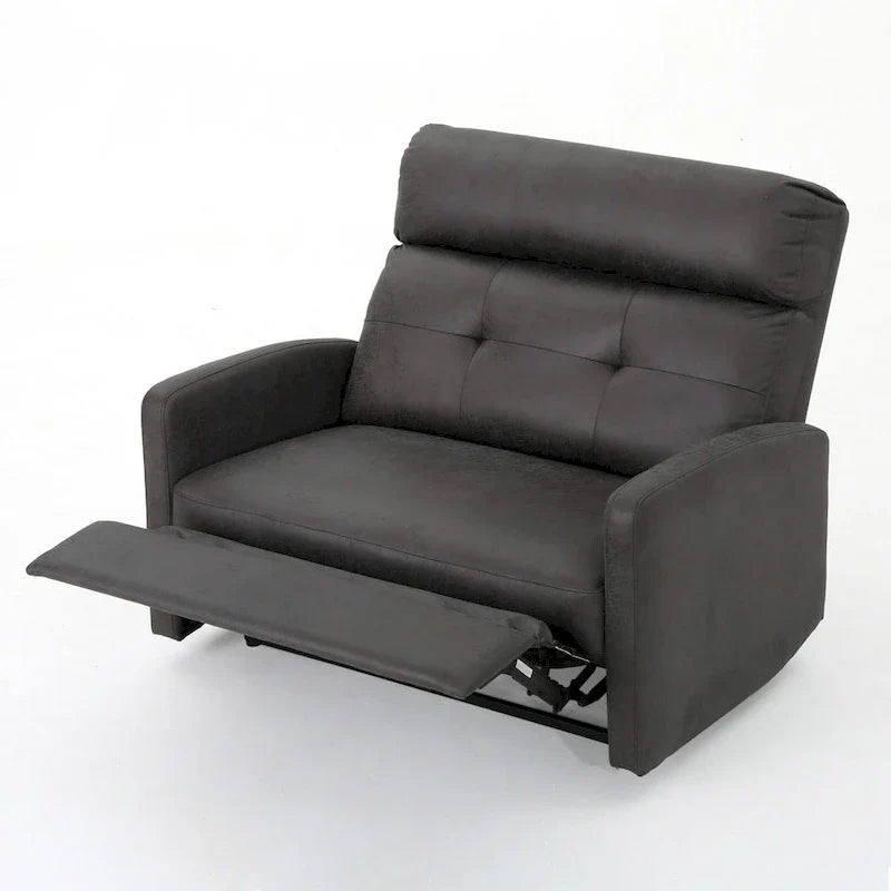 Fauteuil inclinable électrique, assise large surdimensionnée, microfibre gris ardoise capitonnée