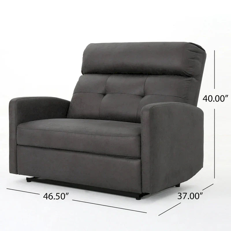 Fauteuil inclinable électrique, assise large surdimensionnée, microfibre gris ardoise capitonnée