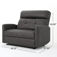 Fauteuil inclinable électrique, assise large surdimensionnée, microfibre gris ardoise capitonnée