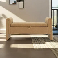 Christopher Knight Home - Banc de rangement de bout de lit Athena moderne en tissu Teddy avec accoudoirs