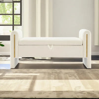 Christopher Knight Home - Banc de rangement de bout de lit Athena moderne en tissu Teddy avec accoudoirs
