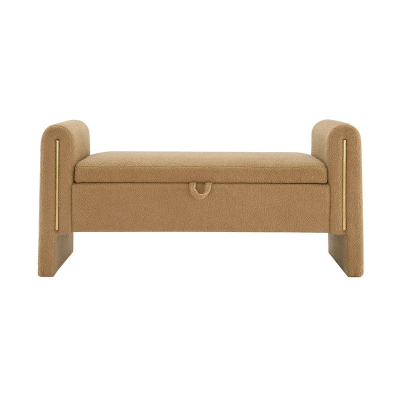 Christopher Knight Home - Banc de rangement de bout de lit Athena moderne en tissu Teddy avec accoudoirs