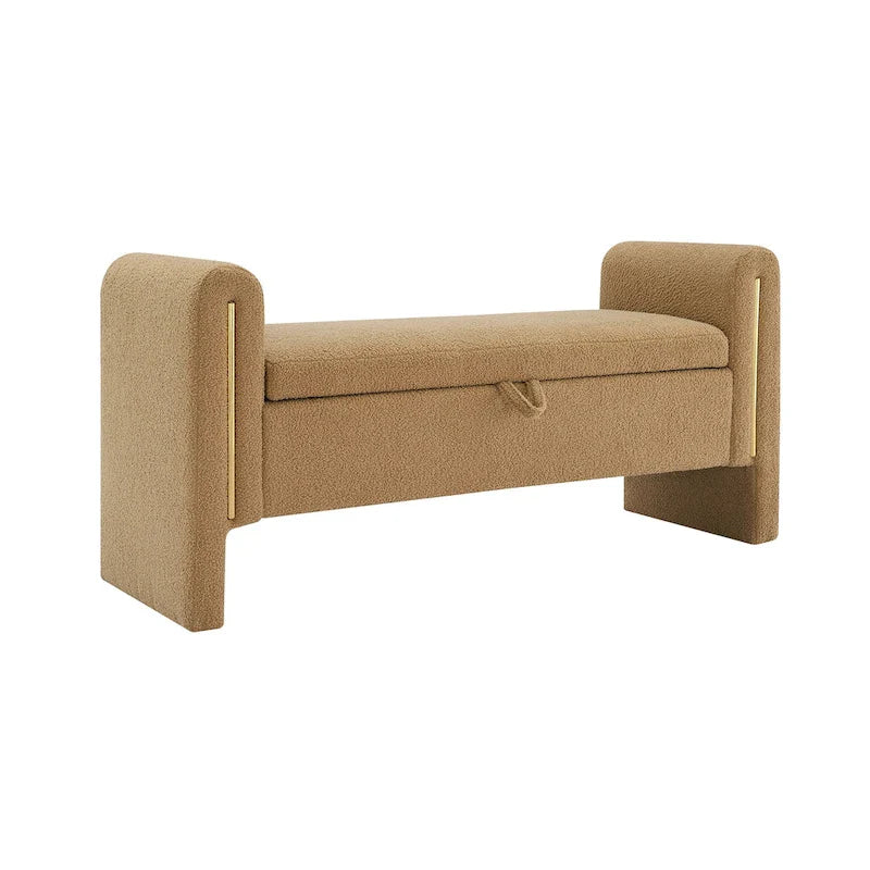 Christopher Knight Home - Banc de rangement de bout de lit Athena moderne en tissu Teddy avec accoudoirs