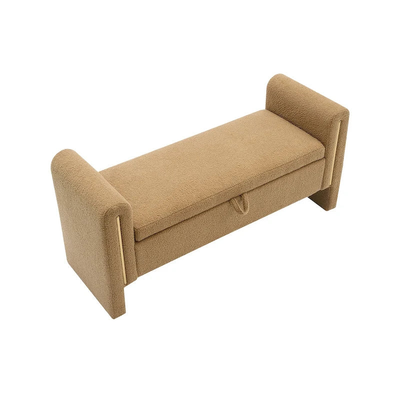 Christopher Knight Home - Banc de rangement de bout de lit Athena moderne en tissu Teddy avec accoudoirs