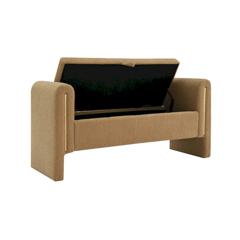 Christopher Knight Home - Banc de rangement de bout de lit Athena moderne en tissu Teddy avec accoudoirs