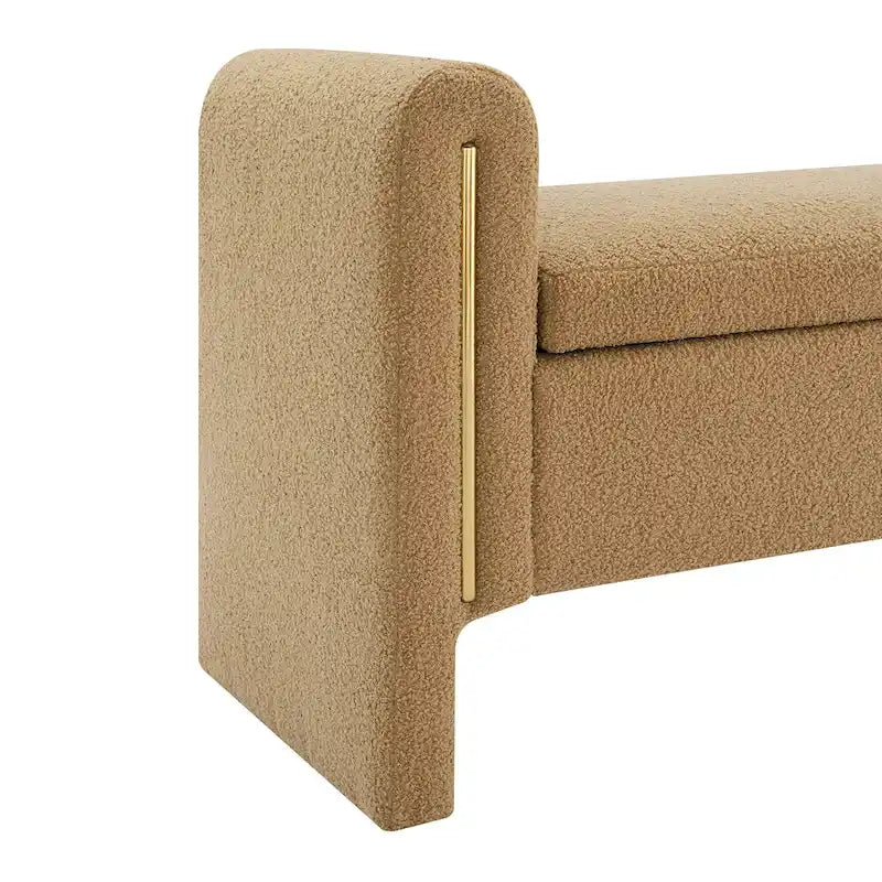 Christopher Knight Home - Banc de rangement de bout de lit Athena moderne en tissu Teddy avec accoudoirs