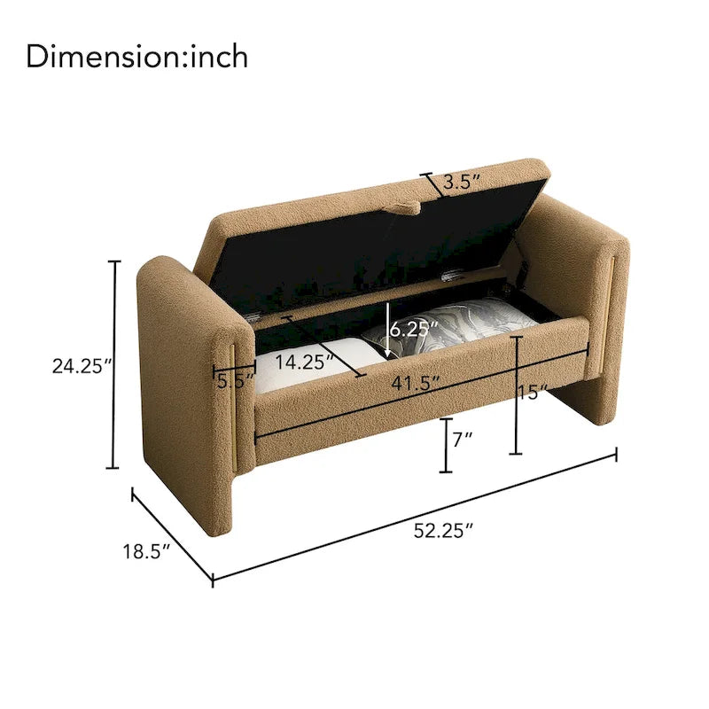 Christopher Knight Home - Banc de rangement de bout de lit Athena moderne en tissu Teddy avec accoudoirs