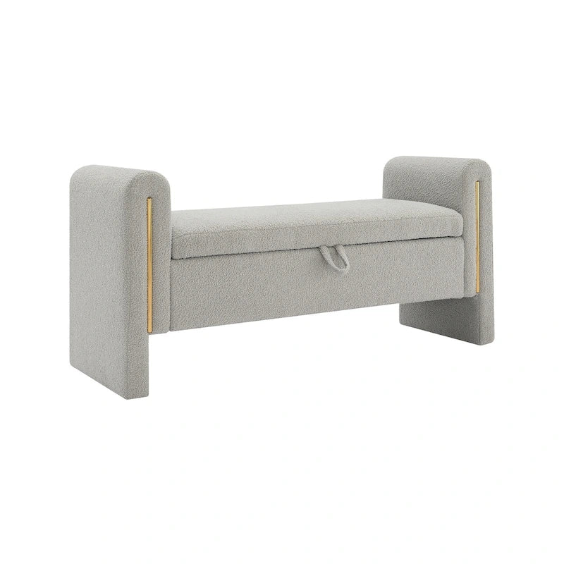 Christopher Knight Home - Banc de rangement de bout de lit Athena moderne en tissu Teddy avec accoudoirs