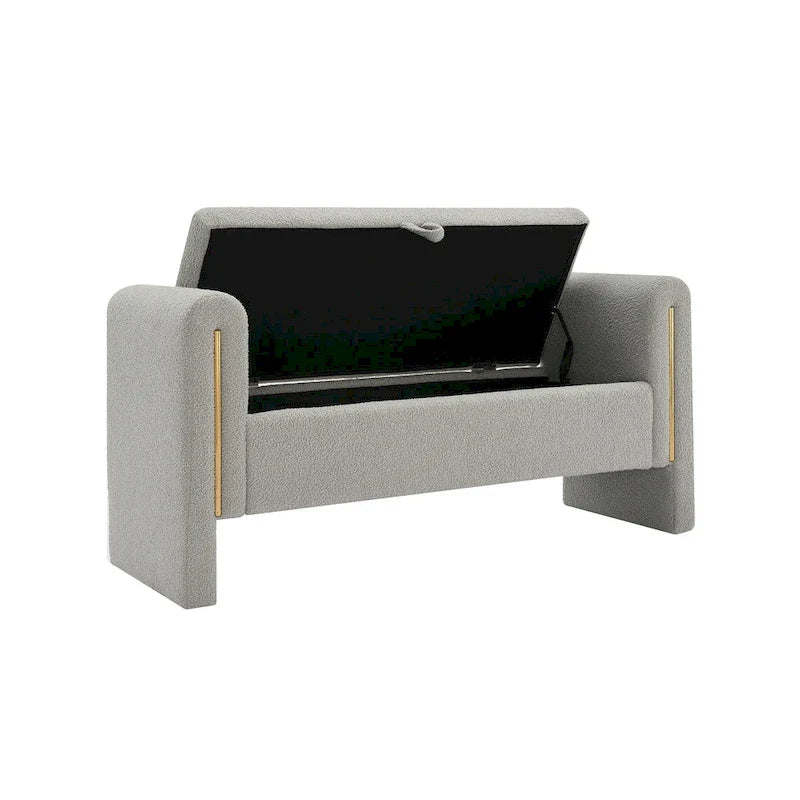 Christopher Knight Home - Banc de rangement de bout de lit Athena moderne en tissu Teddy avec accoudoirs