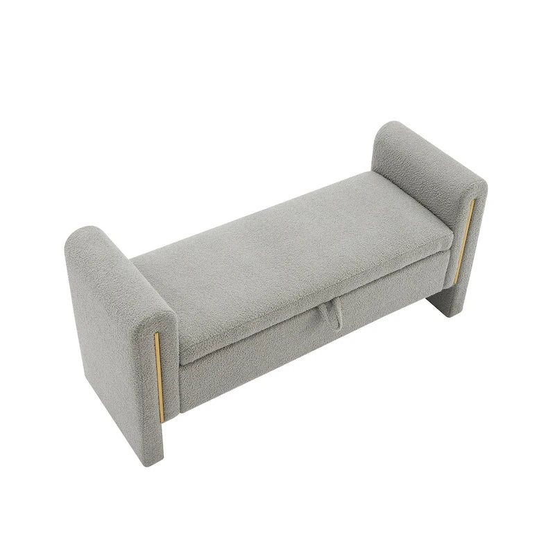 Christopher Knight Home - Banc de rangement de bout de lit Athena moderne en tissu Teddy avec accoudoirs