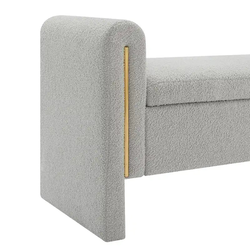 Christopher Knight Home - Banc de rangement de bout de lit Athena moderne en tissu Teddy avec accoudoirs