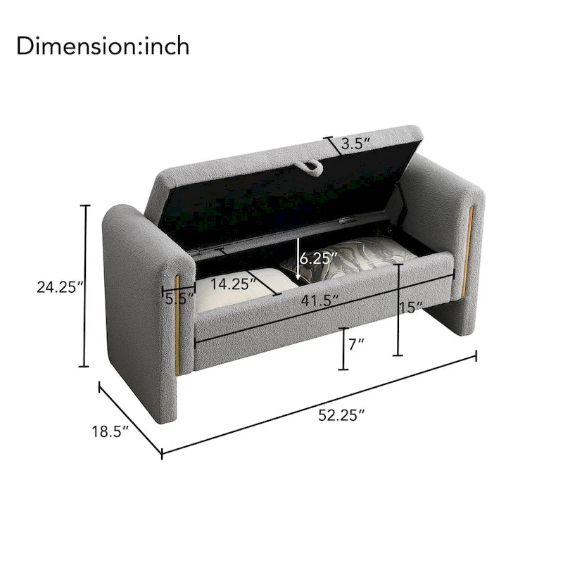 Christopher Knight Home - Banc de rangement de bout de lit Athena moderne en tissu Teddy avec accoudoirs