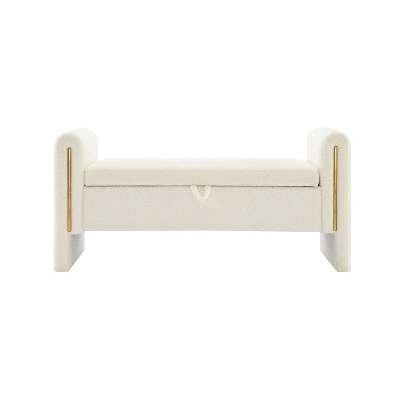 Christopher Knight Home - Banc de rangement de bout de lit Athena moderne en tissu Teddy avec accoudoirs