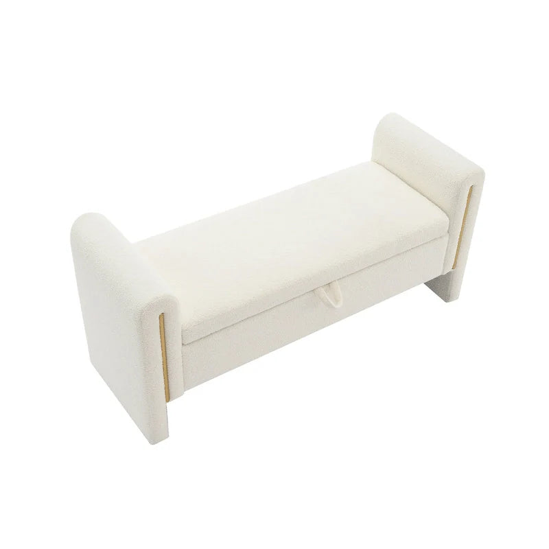 Christopher Knight Home - Banc de rangement de bout de lit Athena moderne en tissu Teddy avec accoudoirs