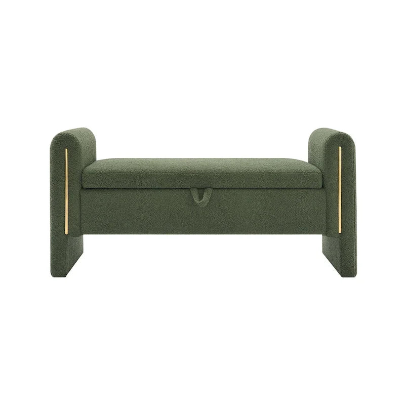 Christopher Knight Home - Banc de rangement de bout de lit Athena moderne en tissu Teddy avec accoudoirs