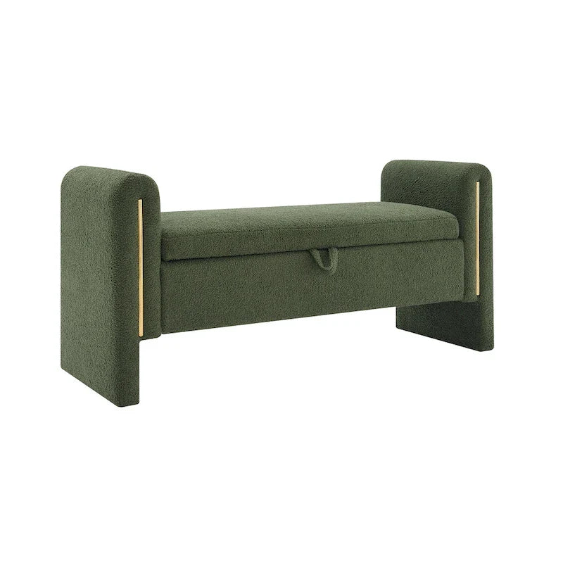 Christopher Knight Home - Banc de rangement de bout de lit Athena moderne en tissu Teddy avec accoudoirs