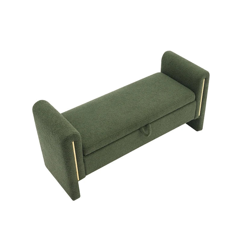 Christopher Knight Home - Banc de rangement de bout de lit Athena moderne en tissu Teddy avec accoudoirs