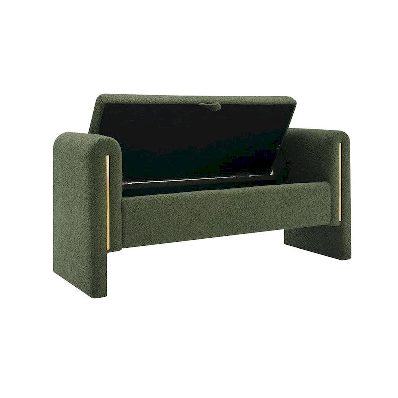 Christopher Knight Home - Banc de rangement de bout de lit Athena moderne en tissu Teddy avec accoudoirs