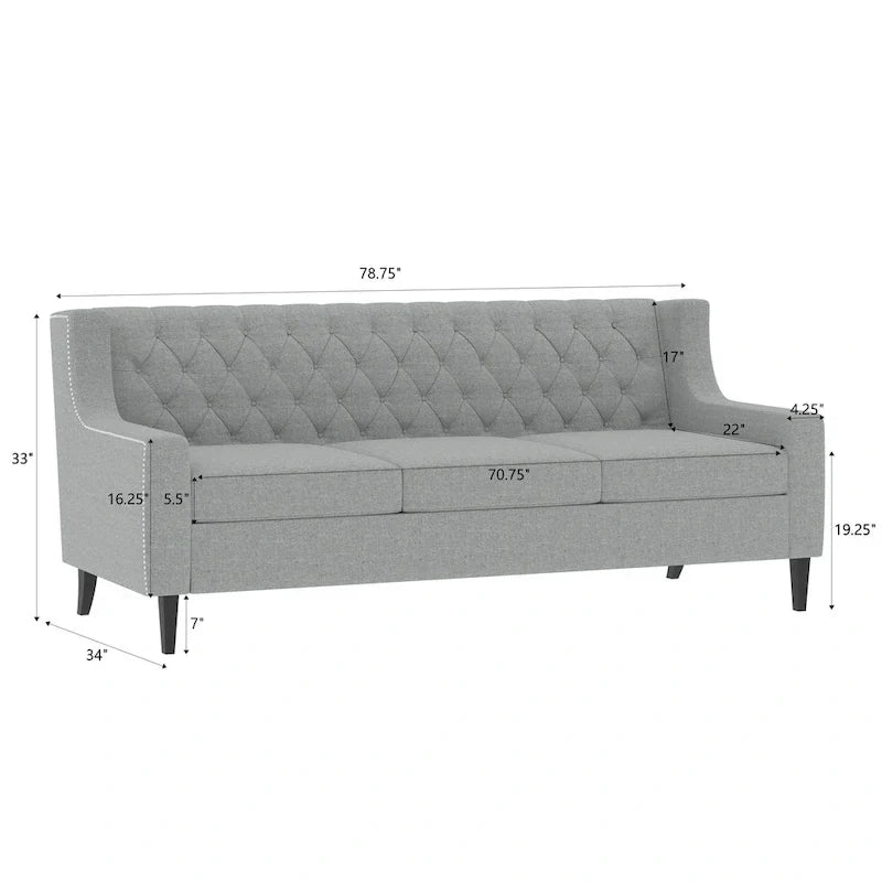 Canapé 3 places en tissu Naro Mid-Century Modern avec dossier capitonné de Christopher Knight Home