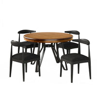 Ensemble de salle à manger Cortina en tissu et hévéa, 5 pièces, par Christopher Knight Home