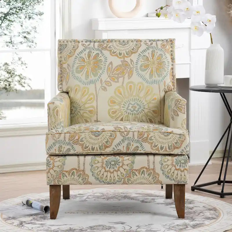 GDFStudio - Fauteuil d'appoint moderne Bella pour salon avec pieds en bouleau et revêtement en tissu confortable