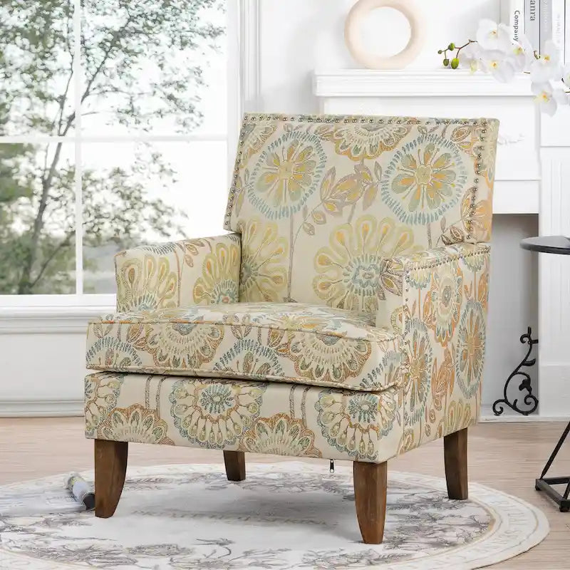 GDFStudio - Fauteuil d'appoint moderne Bella pour salon avec pieds en bouleau et revêtement en tissu confortable