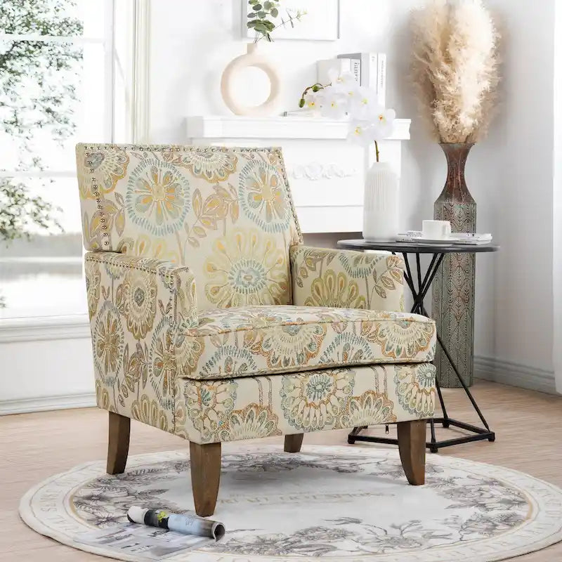 GDFStudio - Fauteuil d'appoint moderne Bella pour salon avec pieds en bouleau et revêtement en tissu confortable