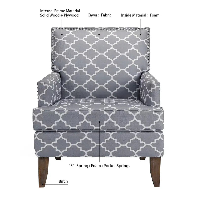 GDFStudio - Fauteuil d'appoint moderne Bella pour salon avec pieds en bouleau et revêtement en tissu confortable