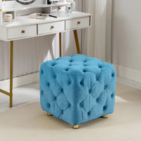Ottoman capitonné carré en velours moderne par GDFStudio