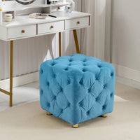 Ottoman capitonné carré en velours moderne par GDFStudio
