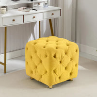 Ottoman capitonné carré en velours moderne par GDFStudio