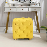 Ottoman capitonné carré en velours moderne par GDFStudio
