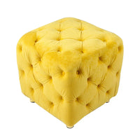 Ottoman capitonné carré en velours moderne par GDFStudio