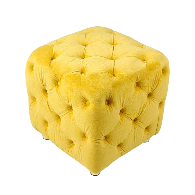 Ottoman capitonné carré en velours moderne par GDFStudio