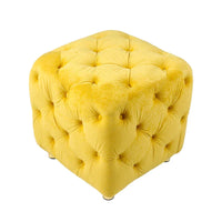 Ottoman capitonné carré en velours moderne par GDFStudio