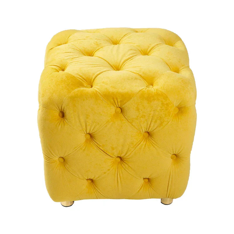 Ottoman capitonné carré en velours moderne par GDFStudio