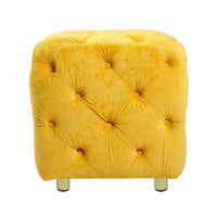 Ottoman capitonné carré en velours moderne par GDFStudio
