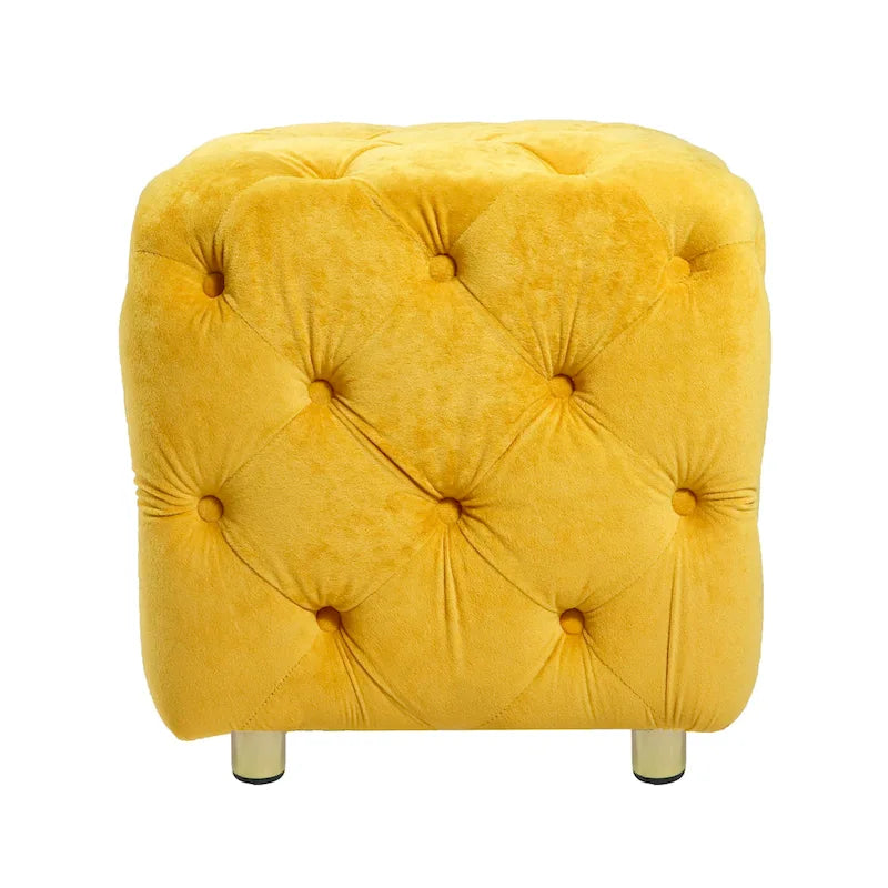 Ottoman capitonné carré en velours moderne par GDFStudio