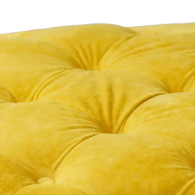 Ottoman capitonné carré en velours moderne par GDFStudio