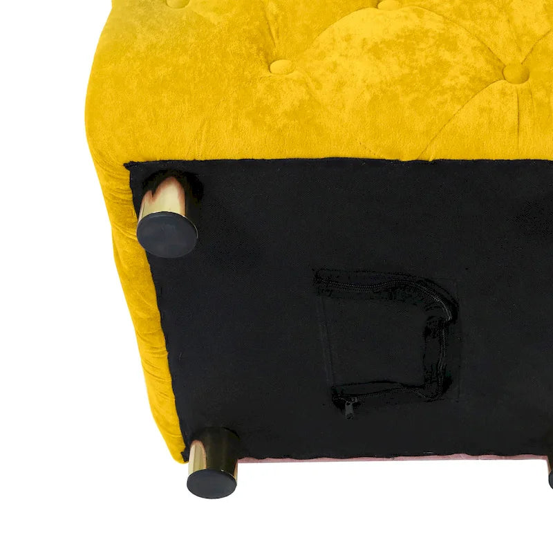 Ottoman capitonné carré en velours moderne par GDFStudio