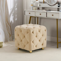 Ottoman capitonné carré en velours moderne par GDFStudio