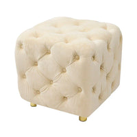 Ottoman capitonné carré en velours moderne par GDFStudio