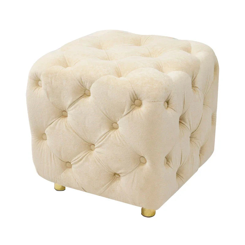 Ottoman capitonné carré en velours moderne par GDFStudio