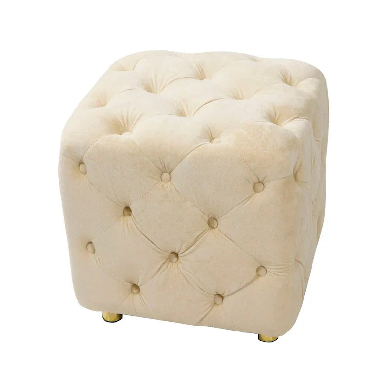 Ottoman capitonné carré en velours moderne par GDFStudio