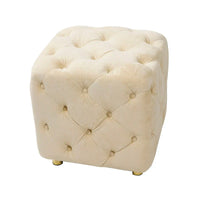 Ottoman capitonné carré en velours moderne par GDFStudio