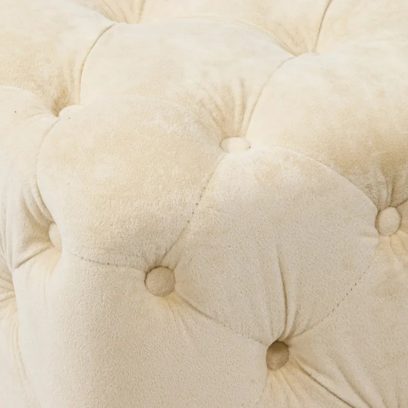 Ottoman capitonné carré en velours moderne par GDFStudio