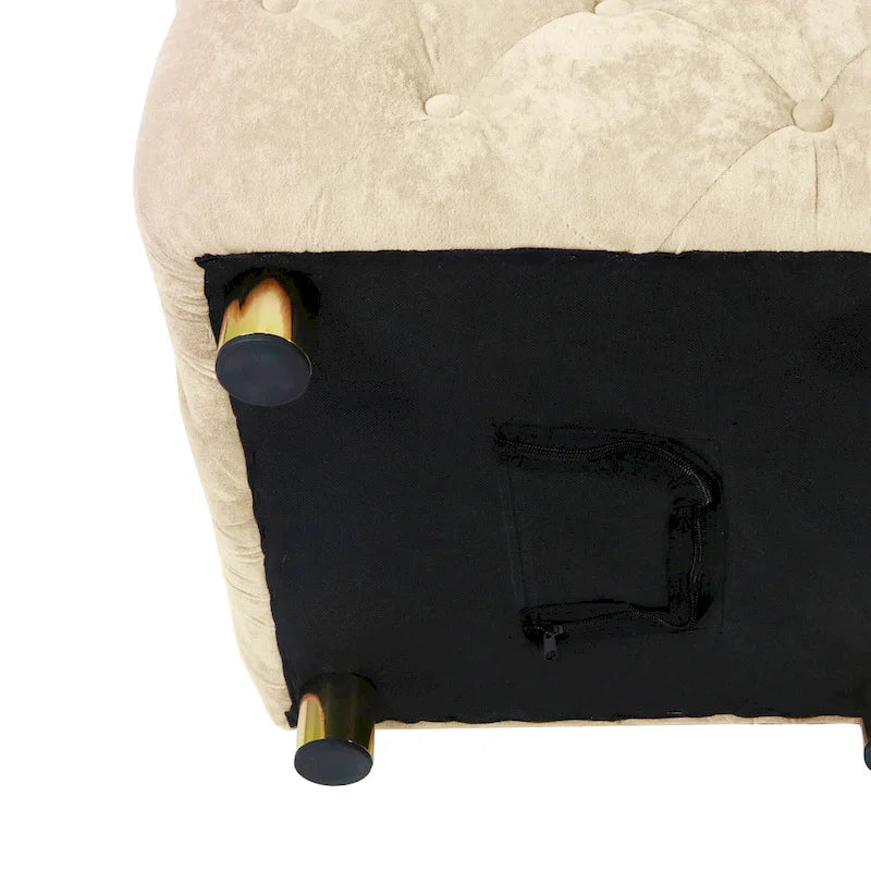 Ottoman capitonné carré en velours moderne par GDFStudio