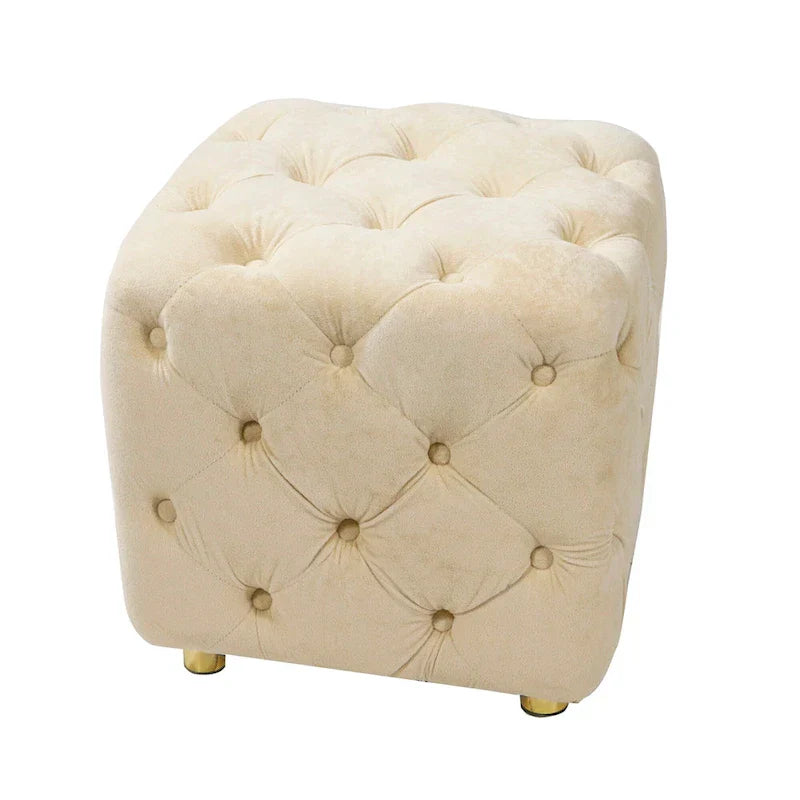 Ottoman capitonné carré en velours moderne par GDFStudio